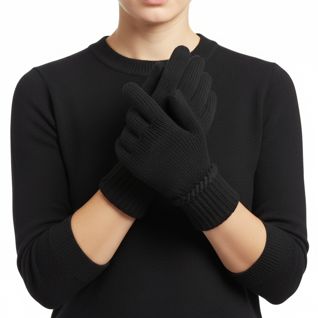 Black knit gloves square format
