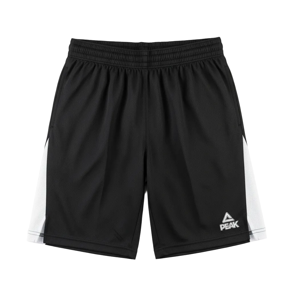 Black PEAK athletic shorts with white side panels