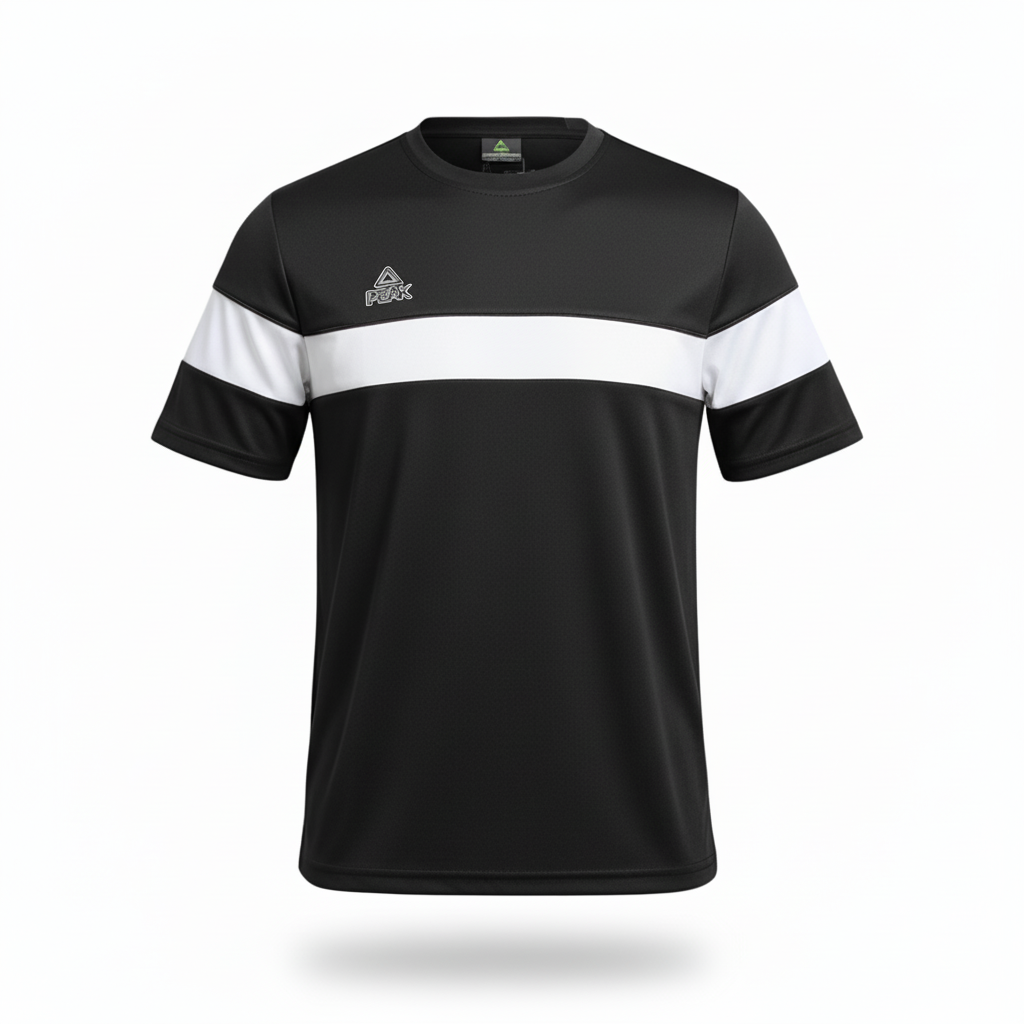 Black Peak t-shirt with white stripe