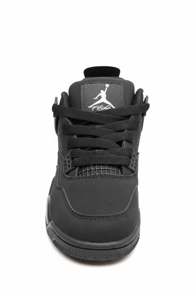Black sneaker front view isolated white background