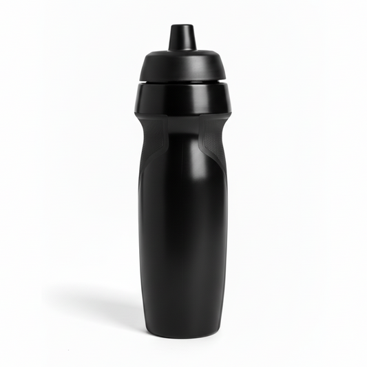 Black Sports Water Bottle on White Background
