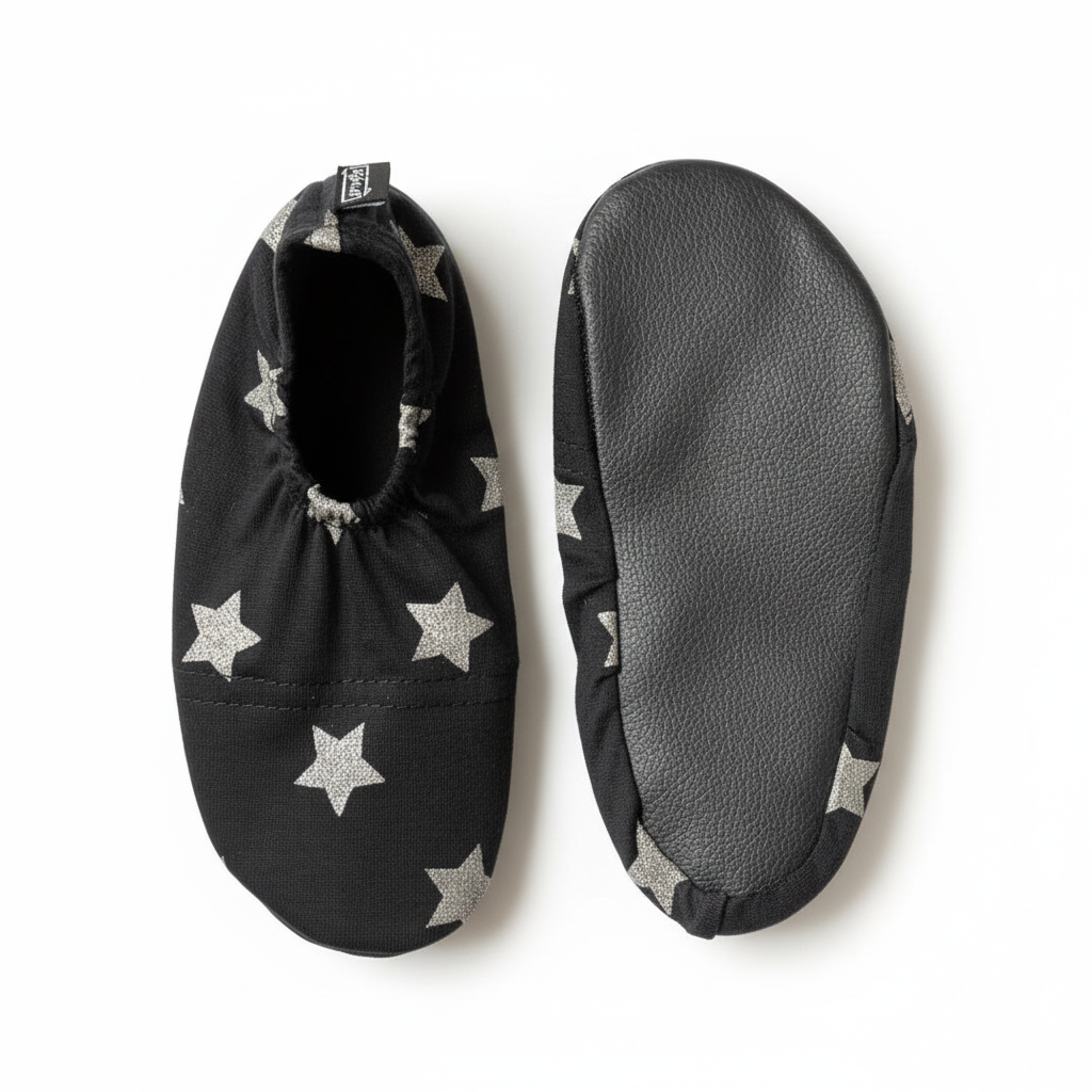 Black star shoes with sole view on white background
