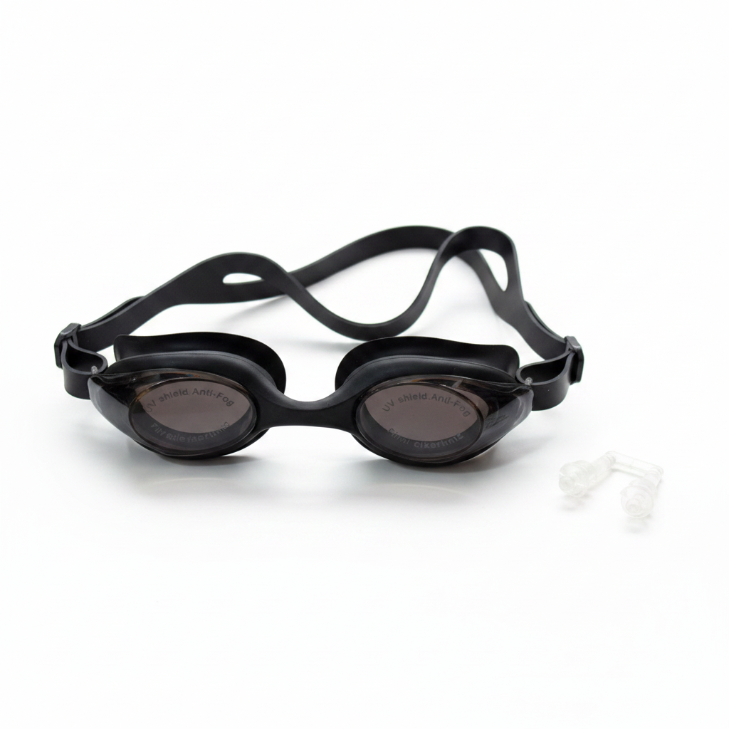 Black Swimming Goggles White Background