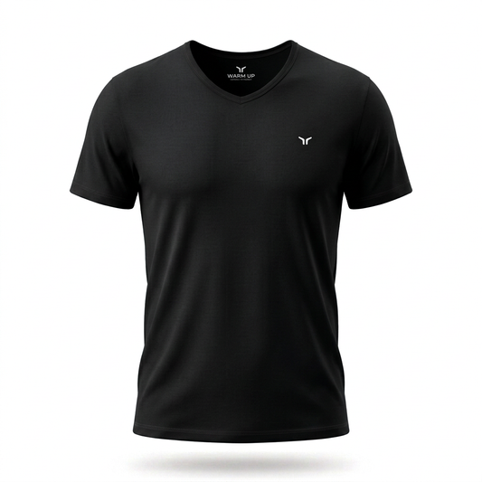 Black T-shirt styled like the blue reference