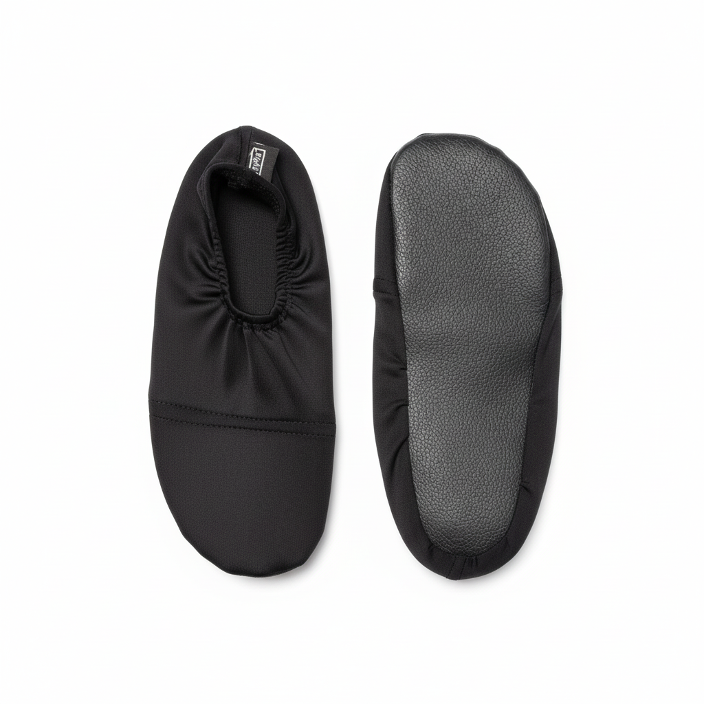 Black water shoes with sole view on white background