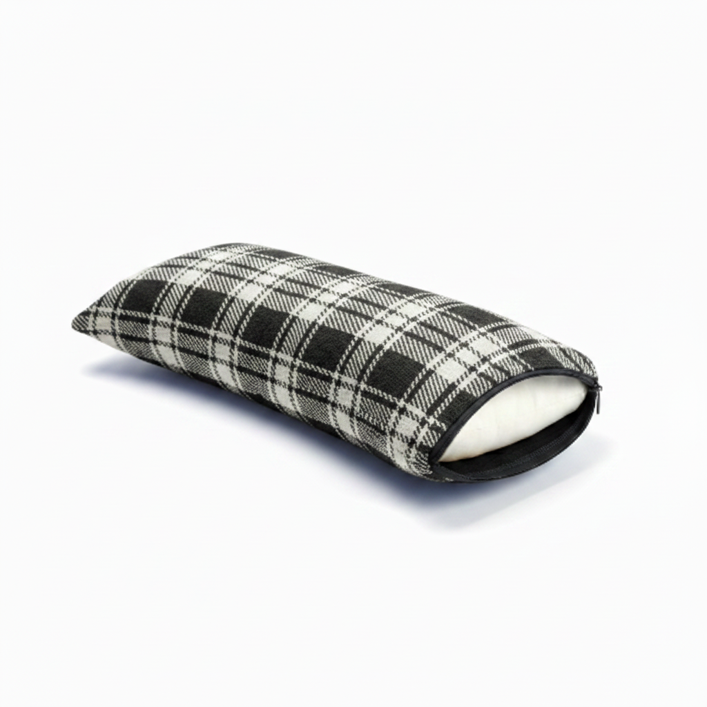 Black & White Plaid Bone-Shaped Neck Support Pillow