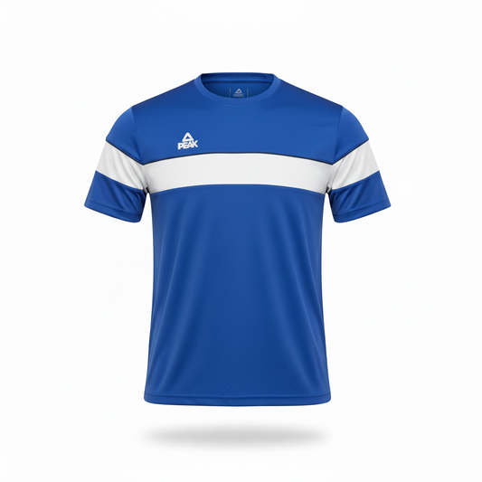 Blue and white PEAK athletic t-shirt