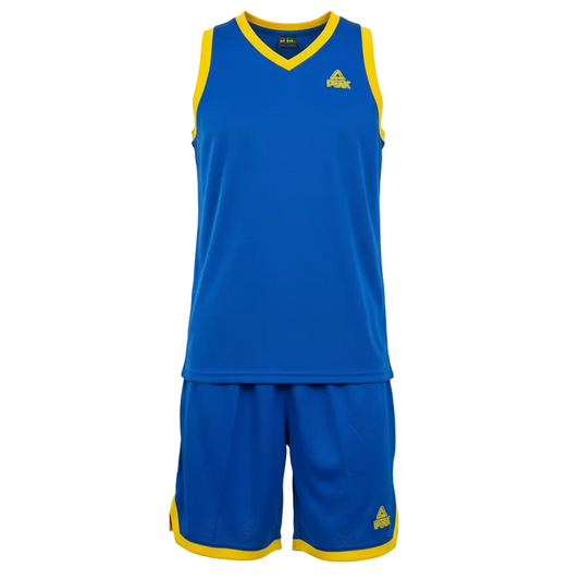 Blue and yellow basketball uniform without mannequin