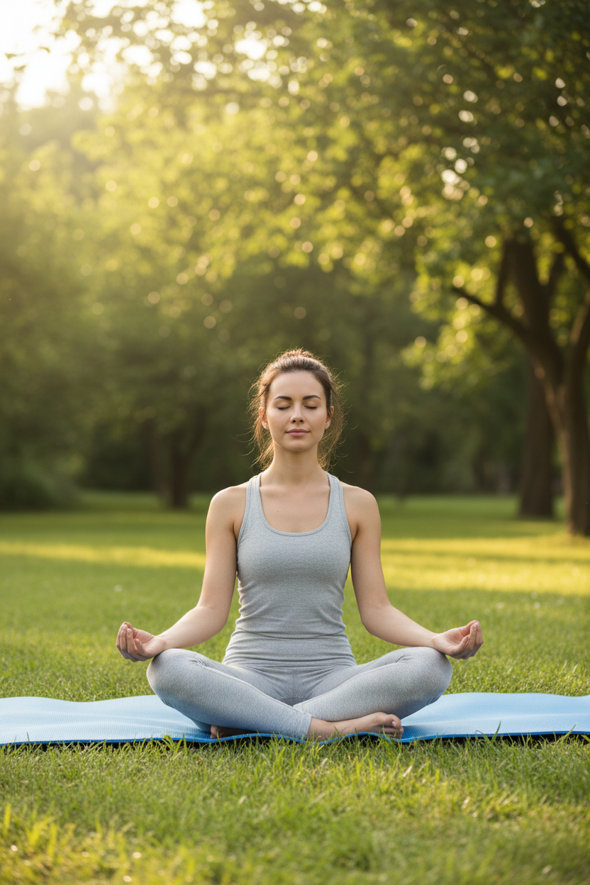 Blue EVA Yoga Mat Lifestyle – Outdoor Nature
