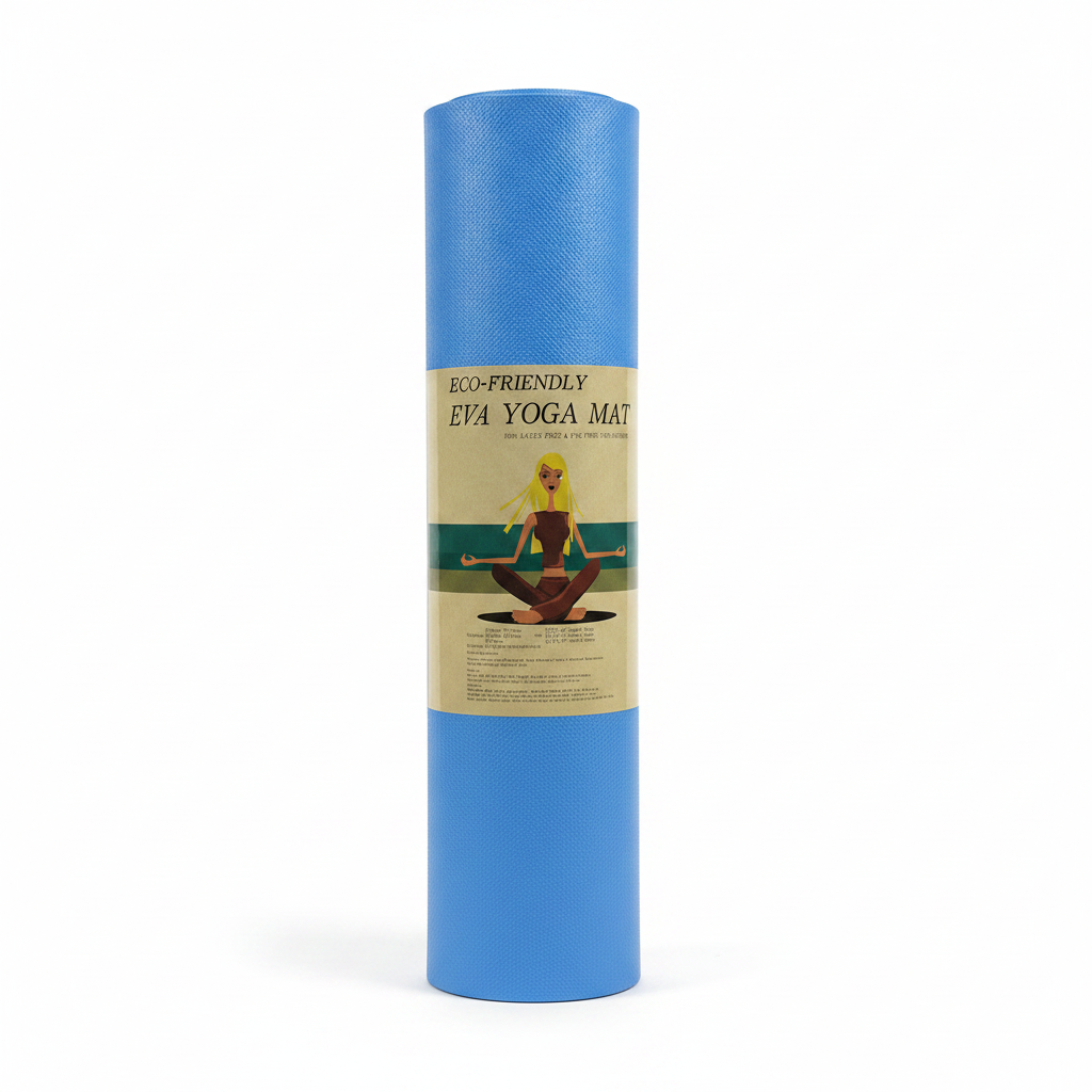 Blue EVA Yoga Mat – White Background