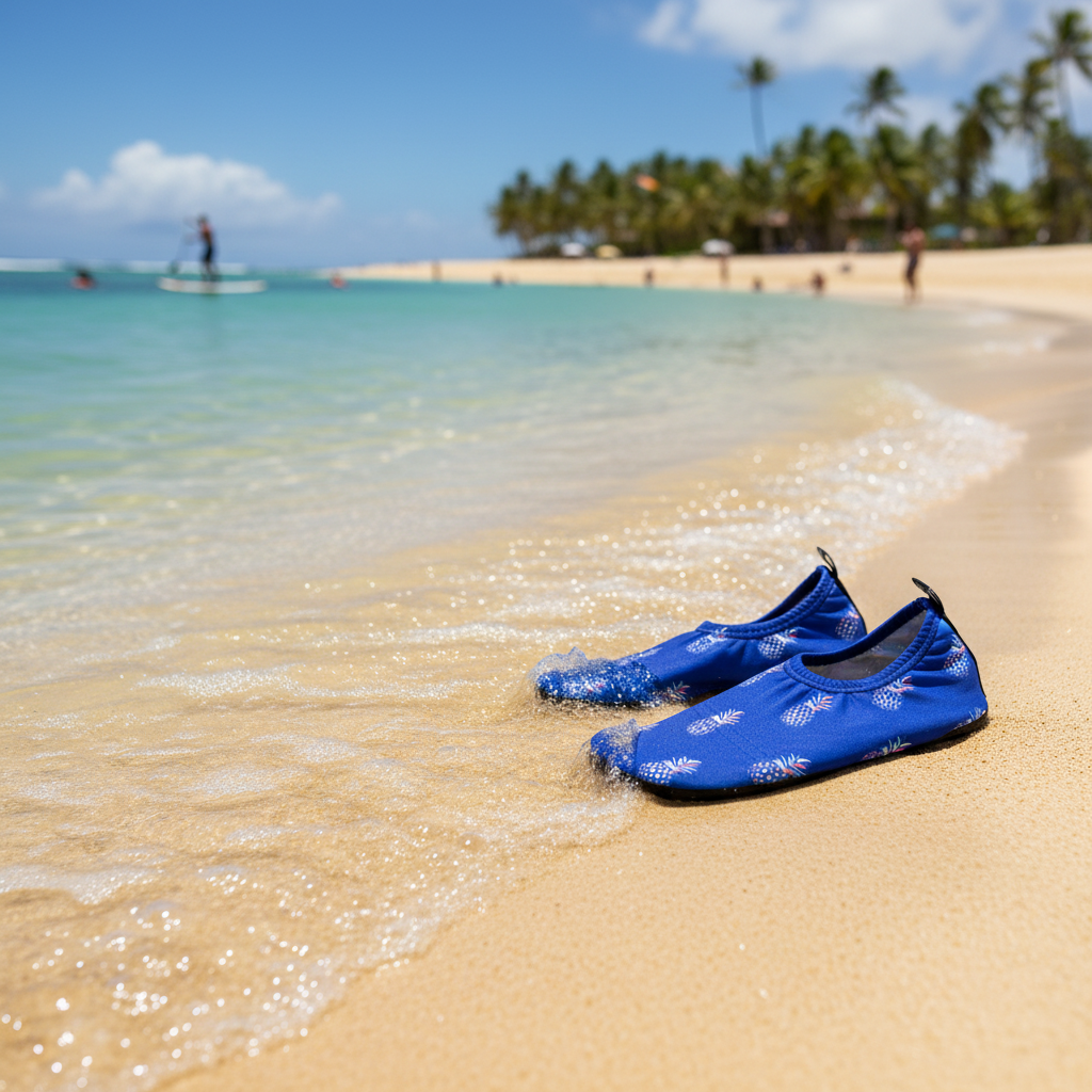 Blue pineapple water shoes lifestyle photo