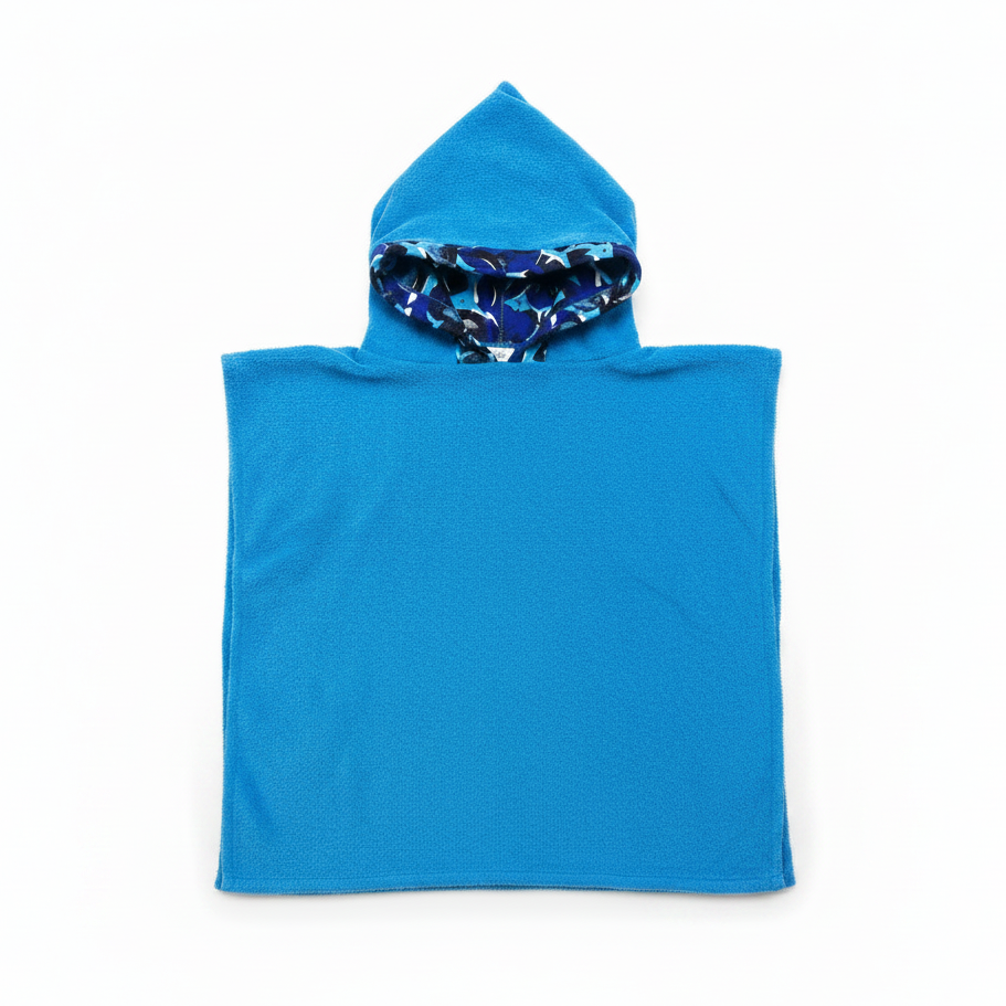 Blue Poncho Towel - Shark
