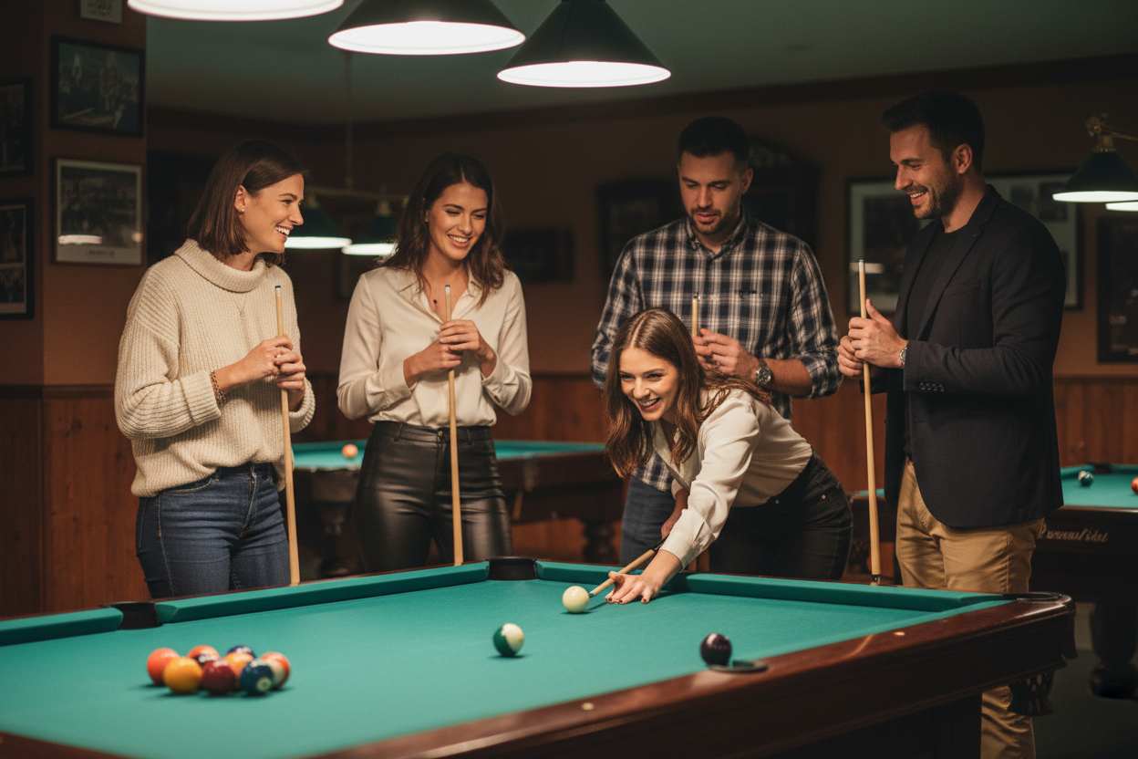 Blue Pool Cue Team Lifestyle