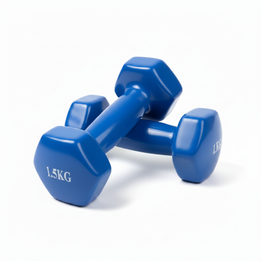 Blue vinyl 1.5kg dumbbells