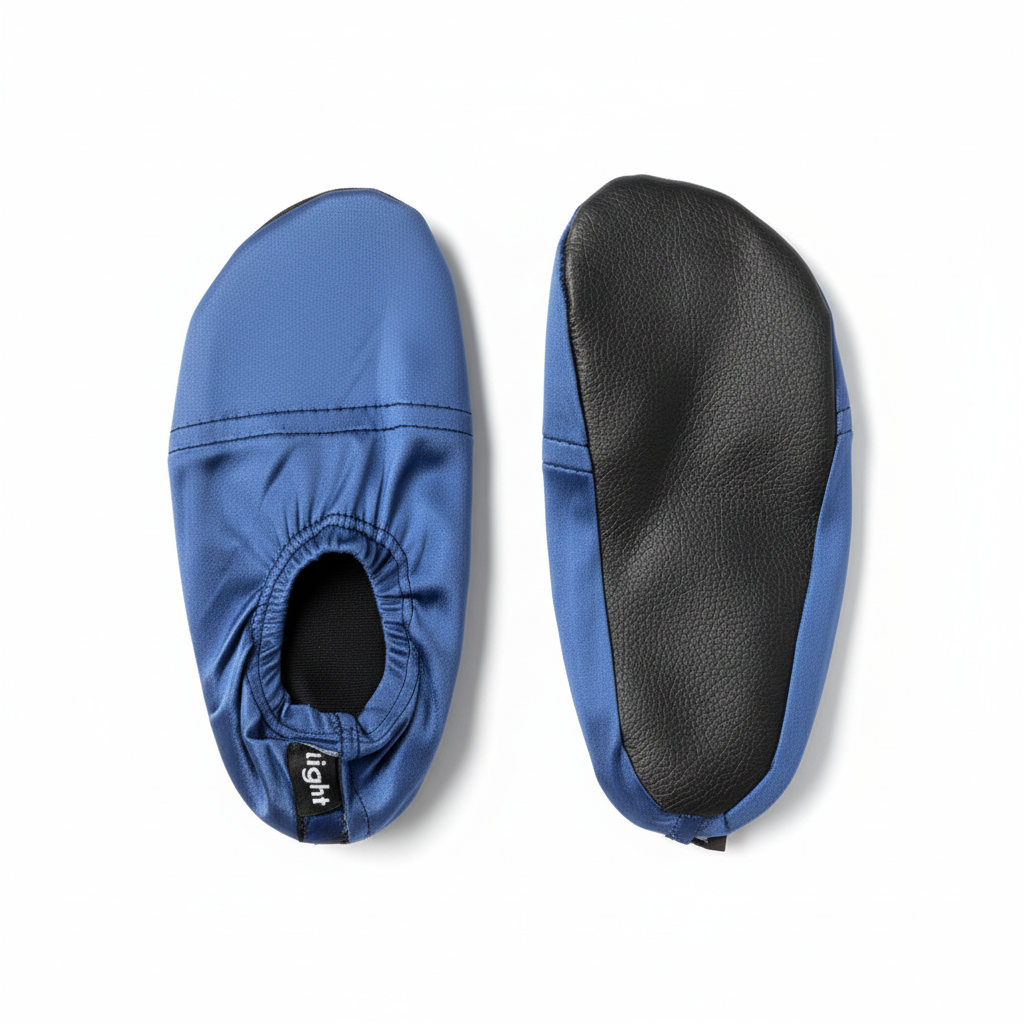 Blue water shoes top and bottom view on white background