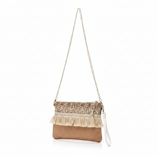 Boho Clutch Bag with Chain — White Background