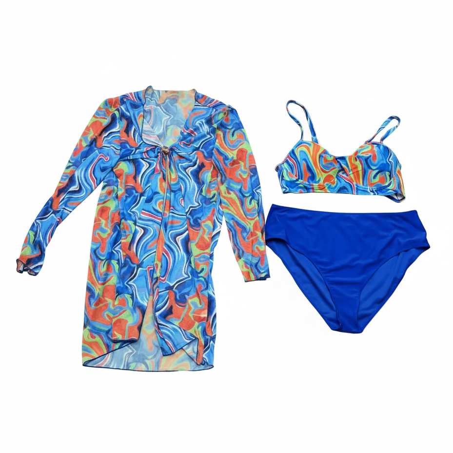 Bold Swirl Swimsuit Set White Background