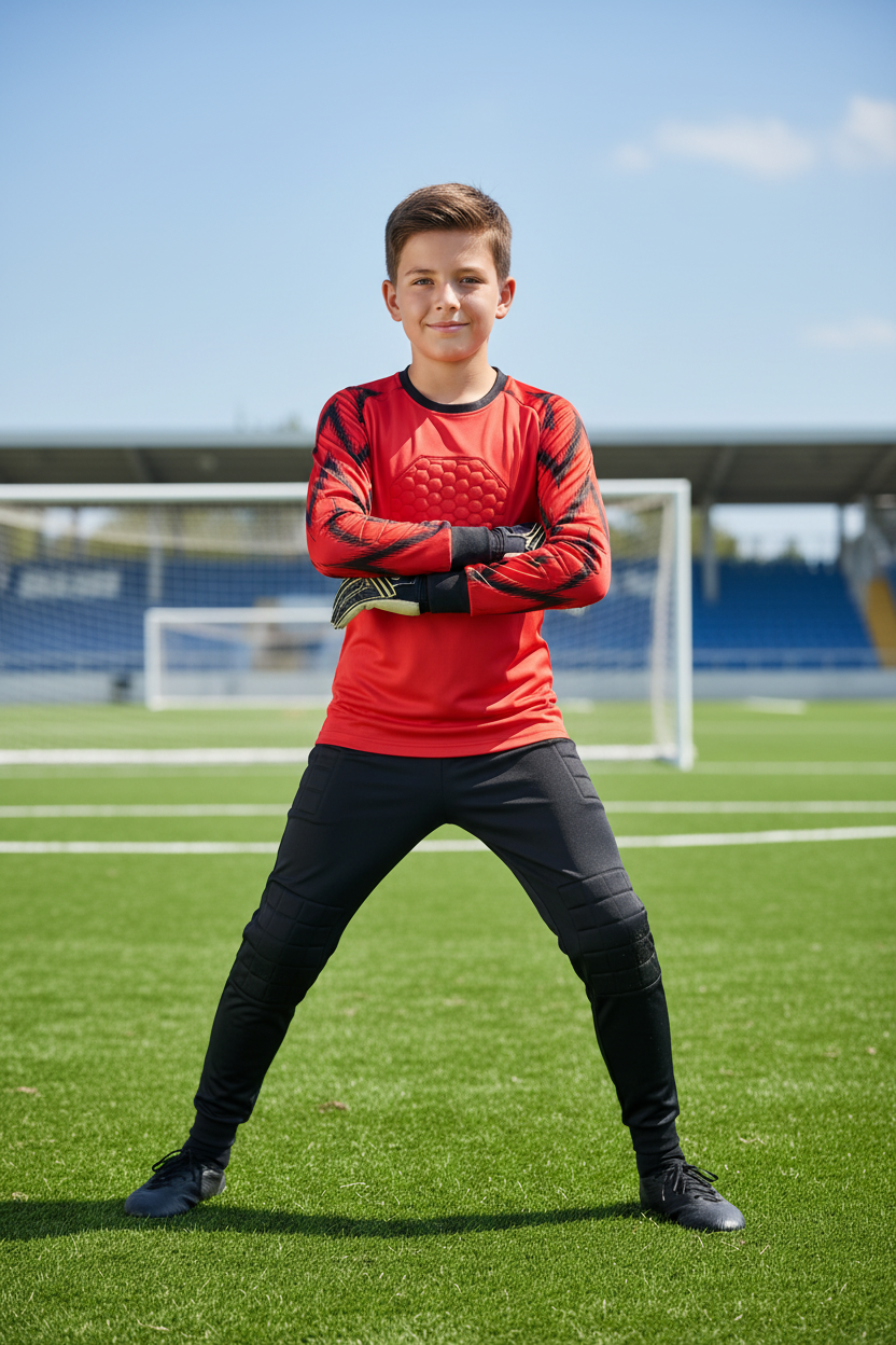 Boy Goalkeeper Red Uniform Lifestyle