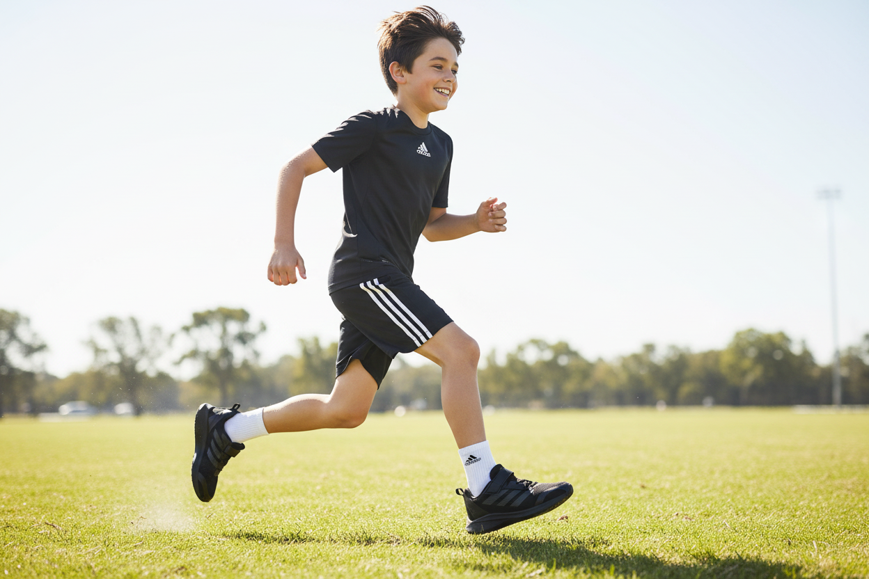Boy wearing adidas Duramo Speed Black