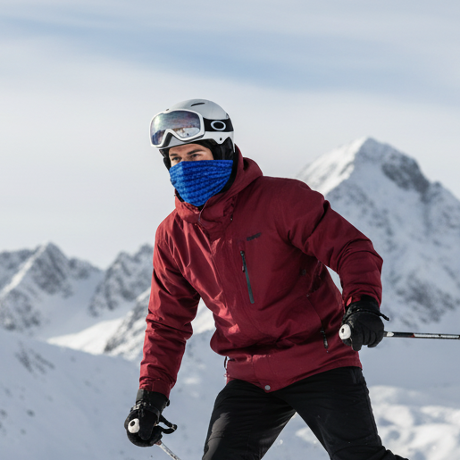 Boy Wearing Blue Fleece Headgear in Snow