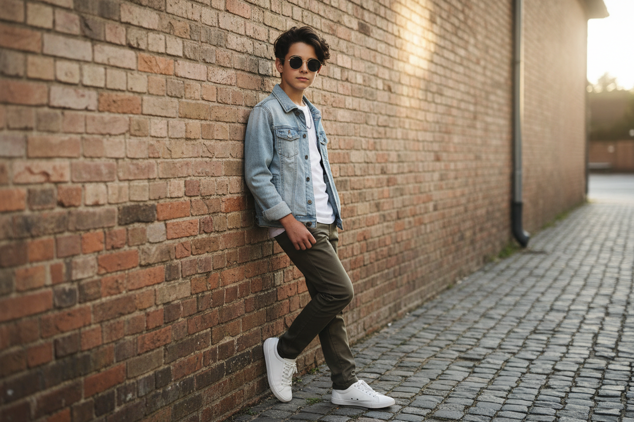 Boy wearing round sunglasses