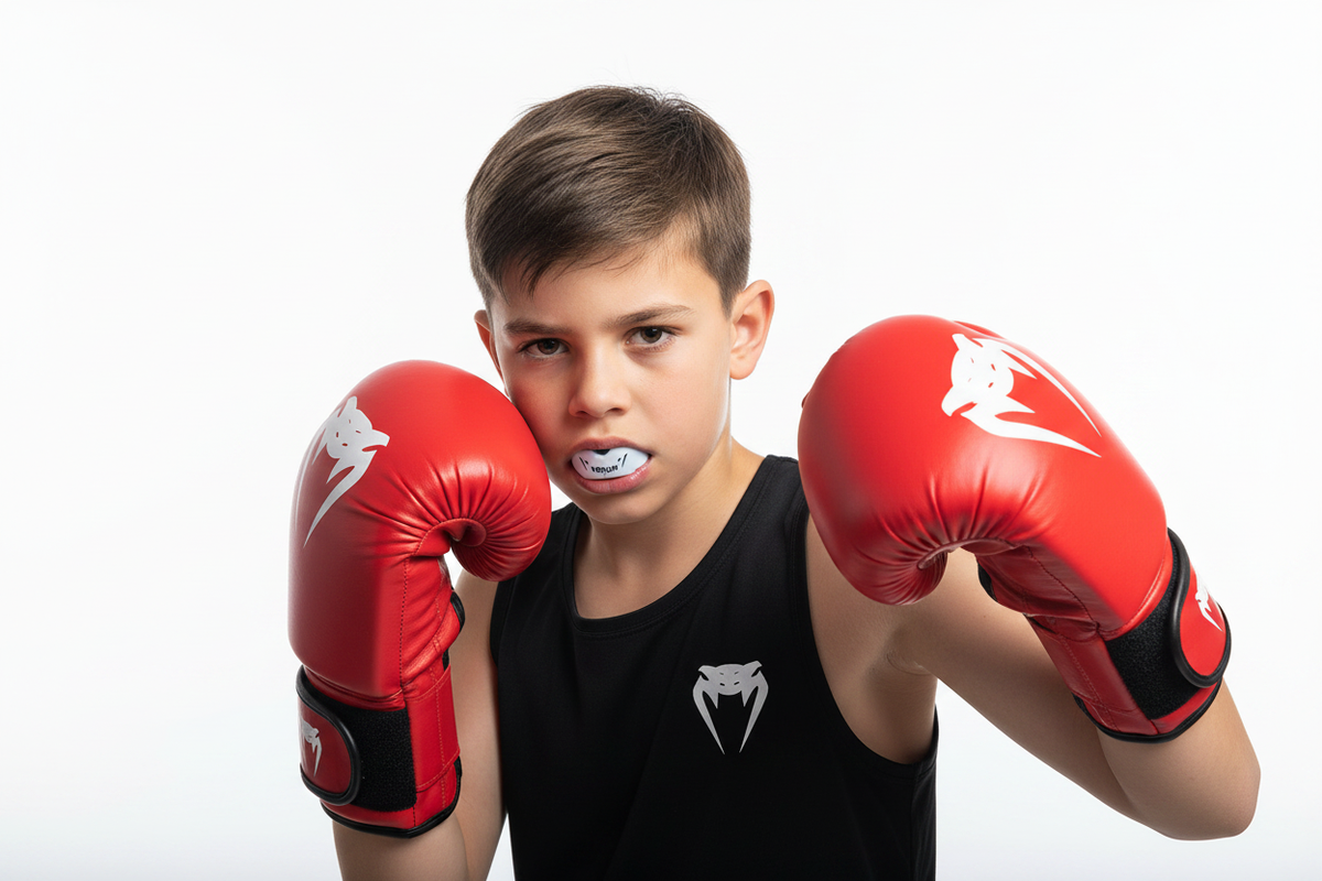 Boy wearing Venum mouthguard