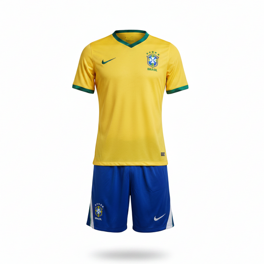 Brasil football uniform ghost mannequin white background