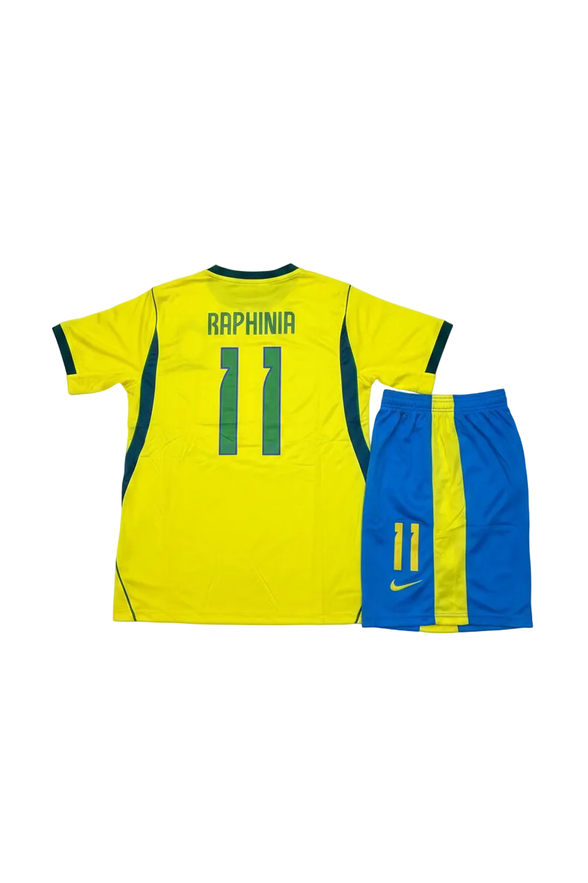 Brazil Home Kit Raphinha #11 Back White Background