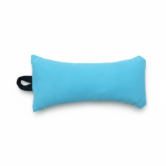 Bright blue microfiber pillow white background