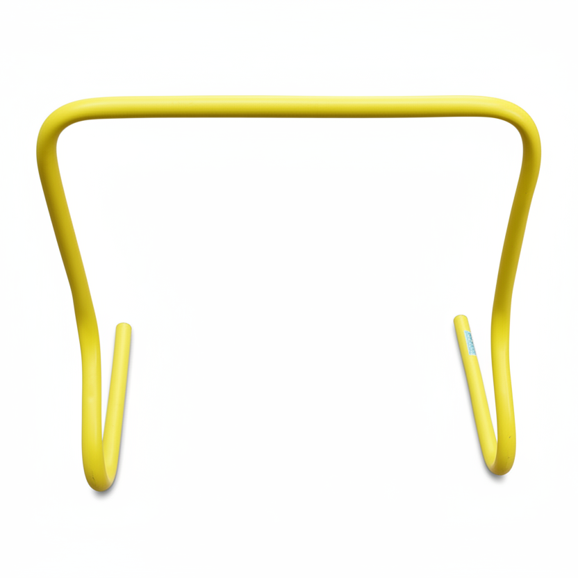 Bright yellow agility hurdle white background