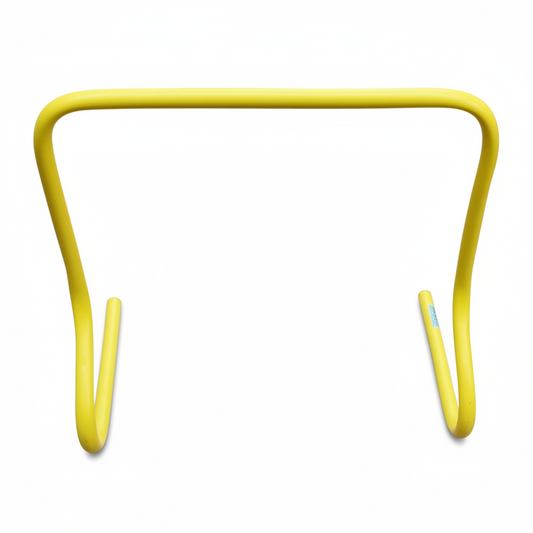 Bright yellow agility hurdle white background