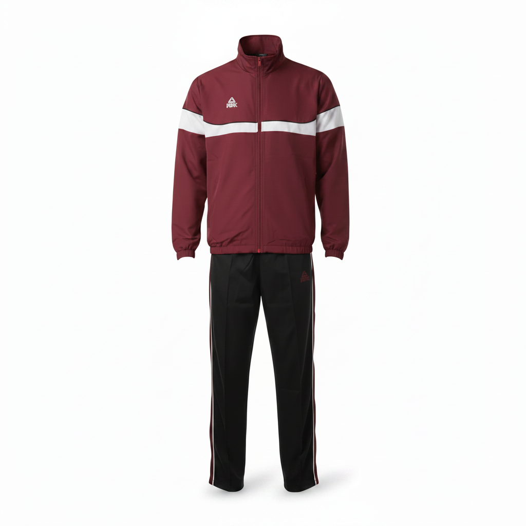 Burgundy Black White Tracksuit Set