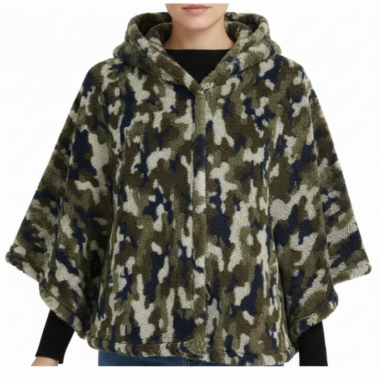 Camouflage fleece poncho without face