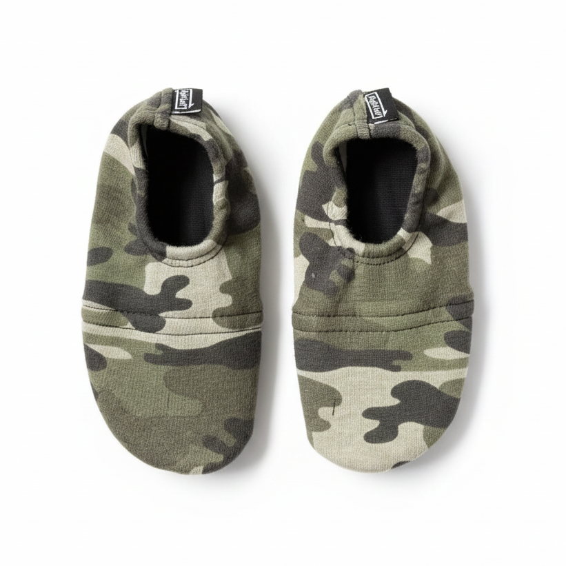 Camouflage shoes on white background