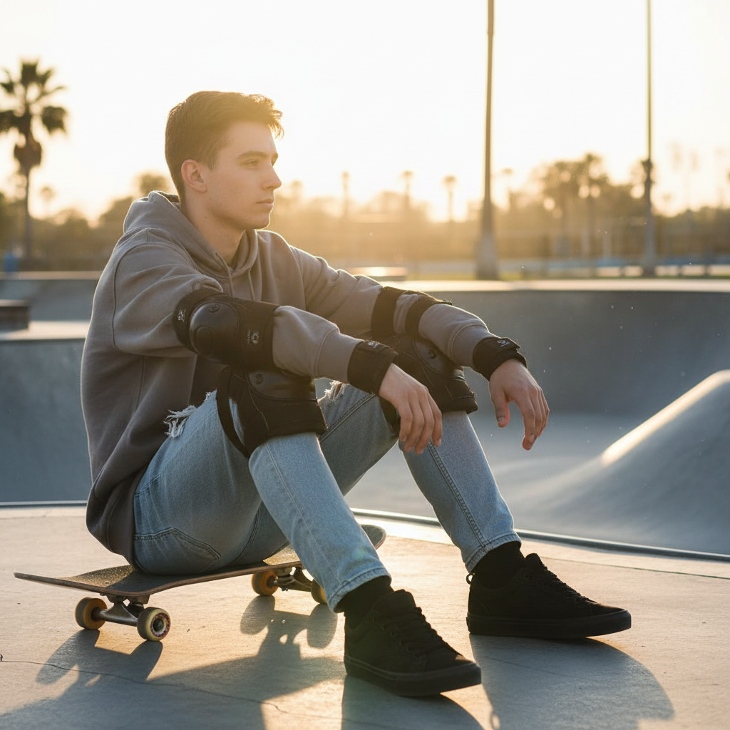 Casual skate park pose