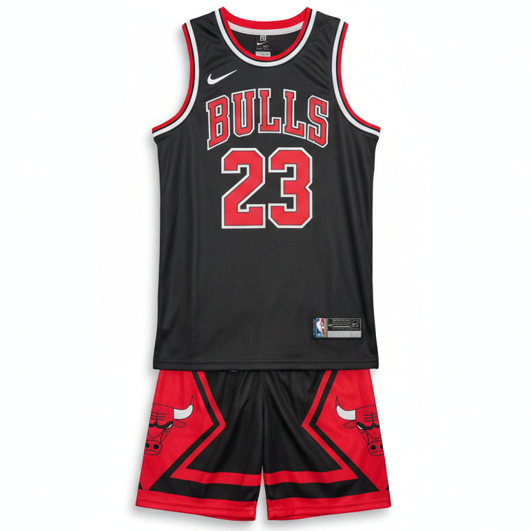 Chicago Bulls basketball uniform set on white background