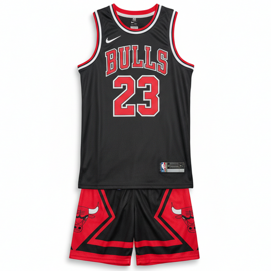 Chicago Bulls basketball uniform set on white background