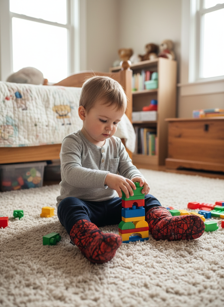 Fluffy Spiderman Slippers Red
