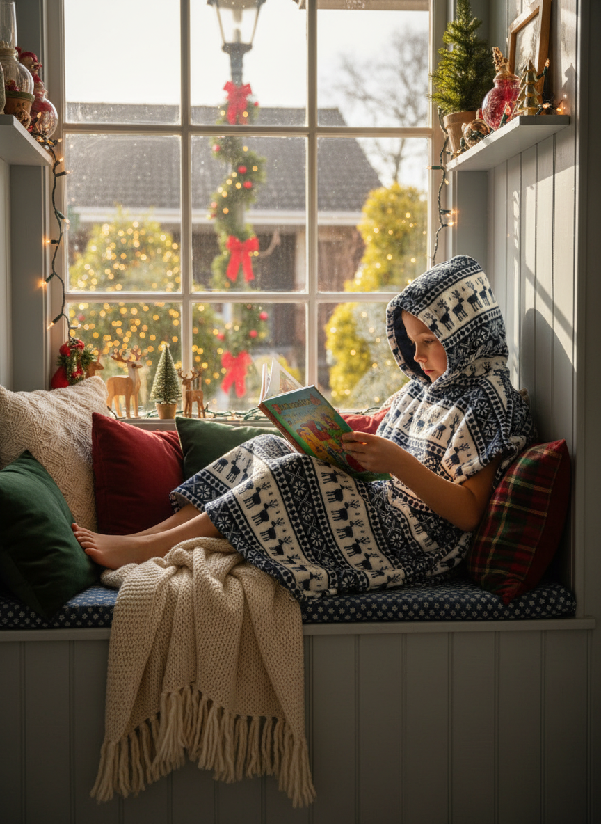 Child Reading in Window Seat