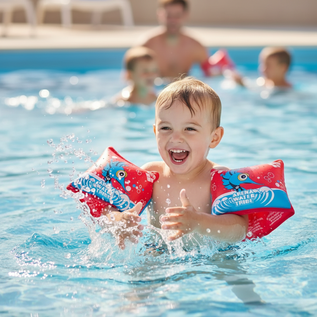 Child wearing armbands