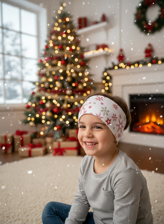 Functional Headgear - Fleece Snowflake White