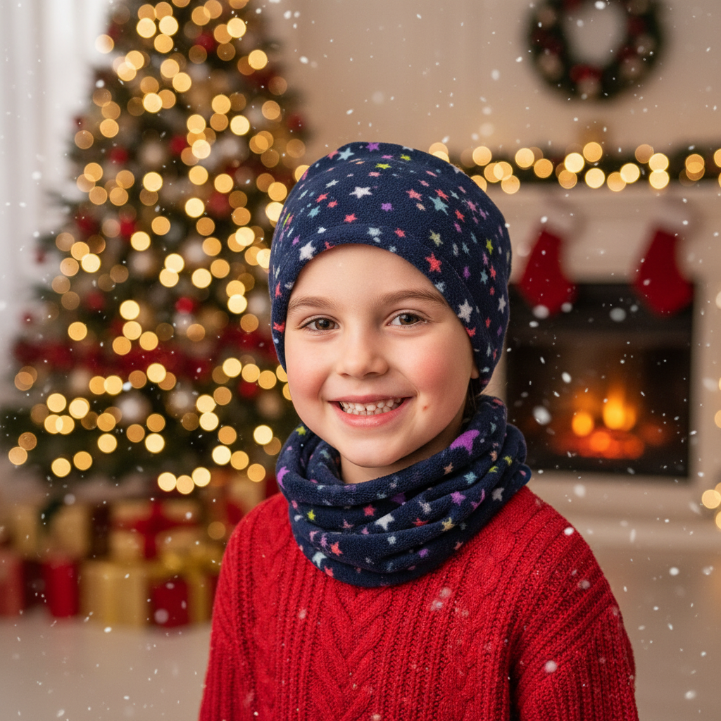Child wearing star headgear with festive decorations