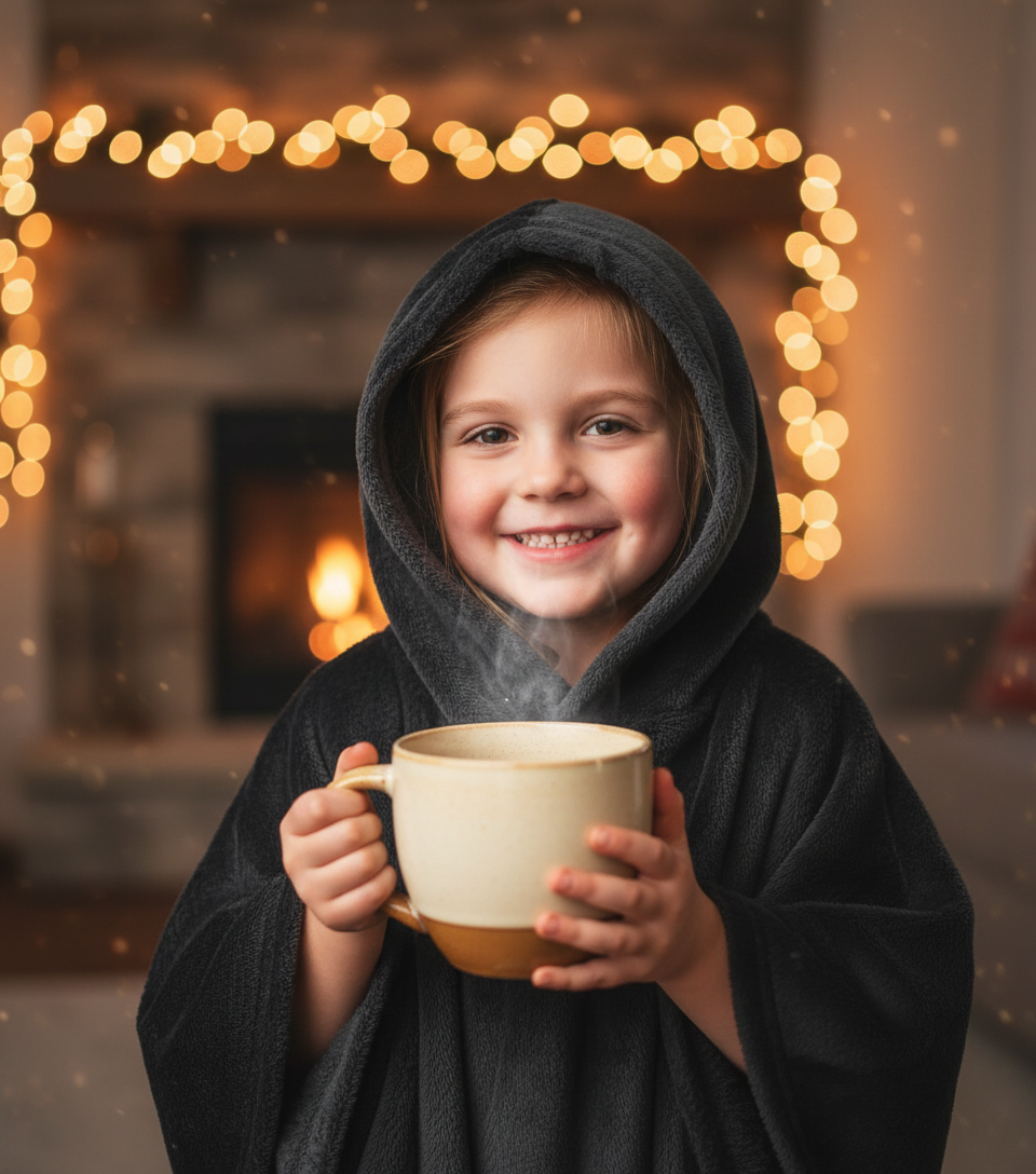 Child with Warm Mug Close-up