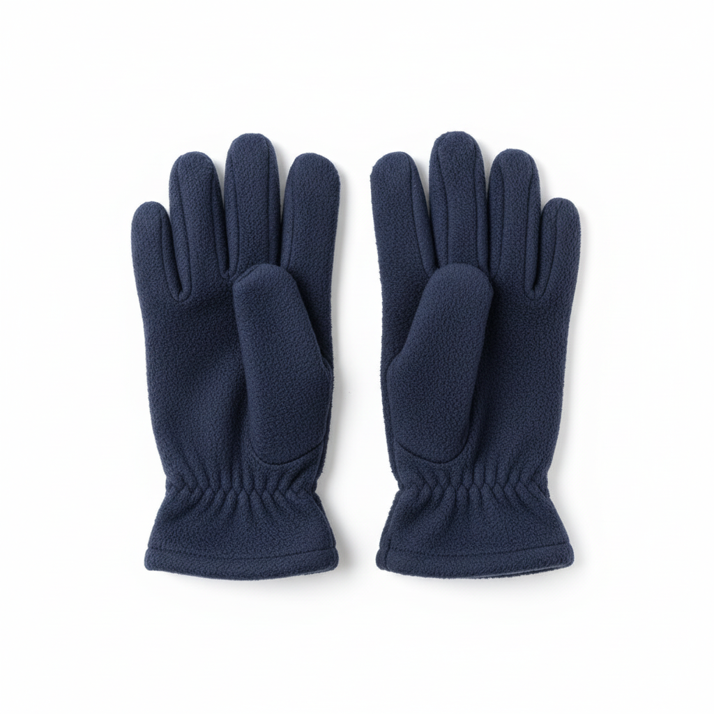 Clean product photo of navy gloves