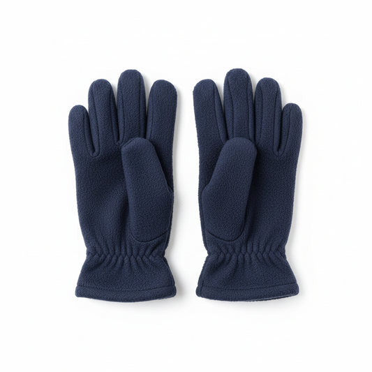 Clean product photo of navy gloves