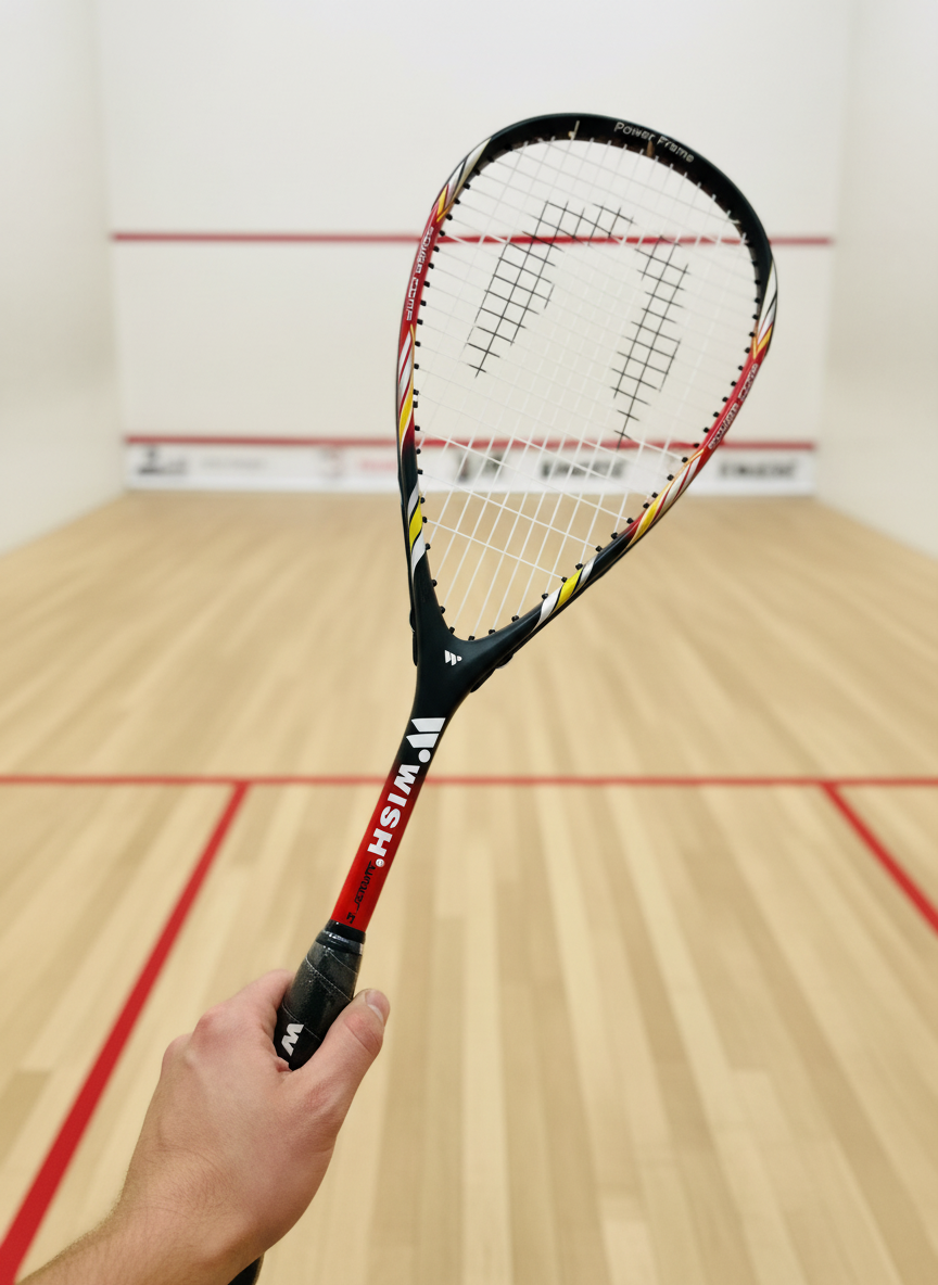 Close-up grip shot on court