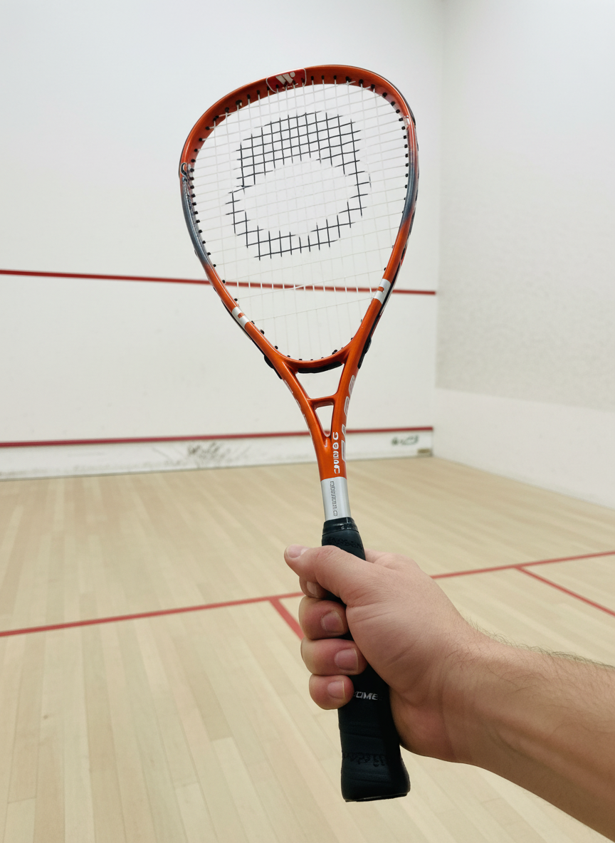Close-up grip shot on court