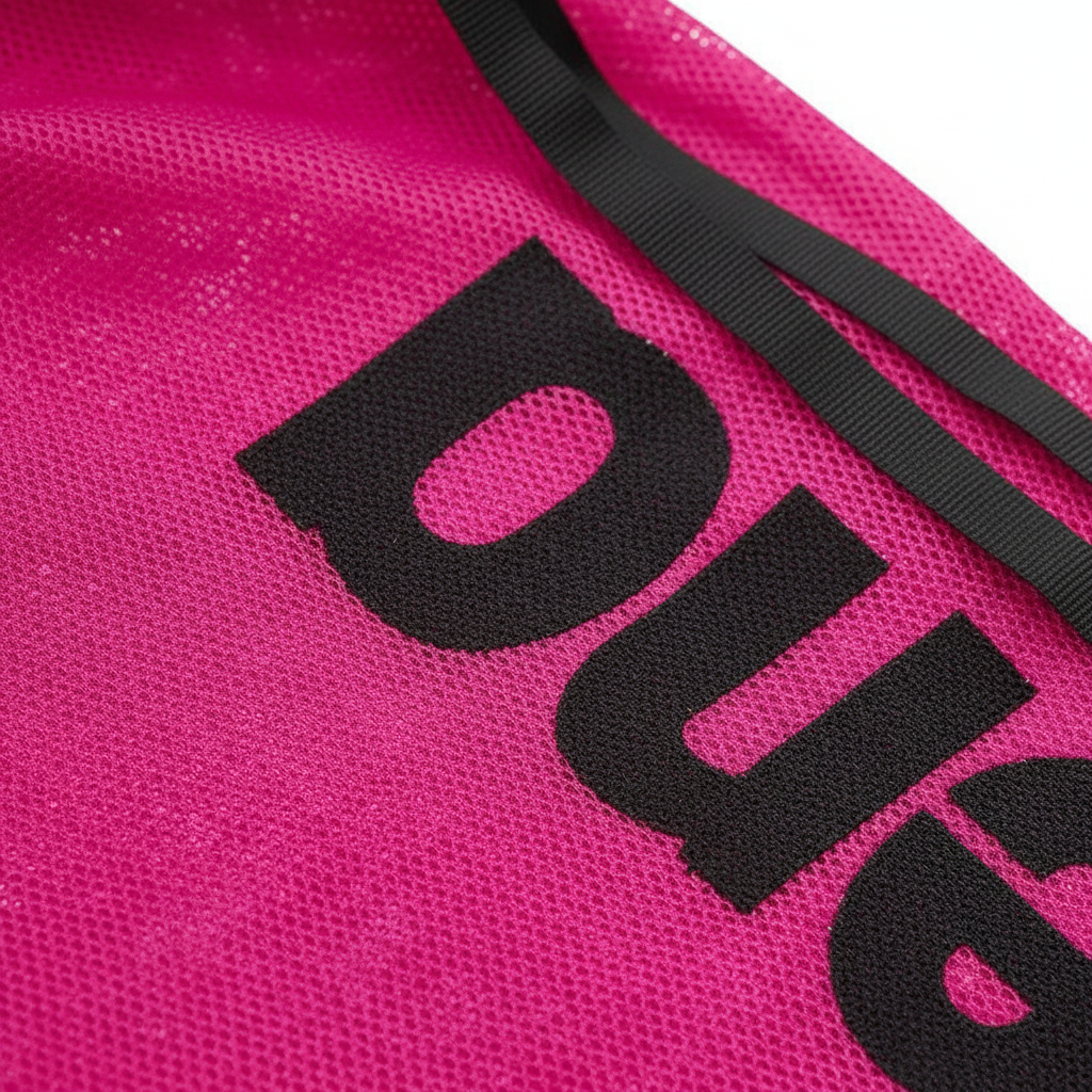 Close-up of mesh material and Arena logo