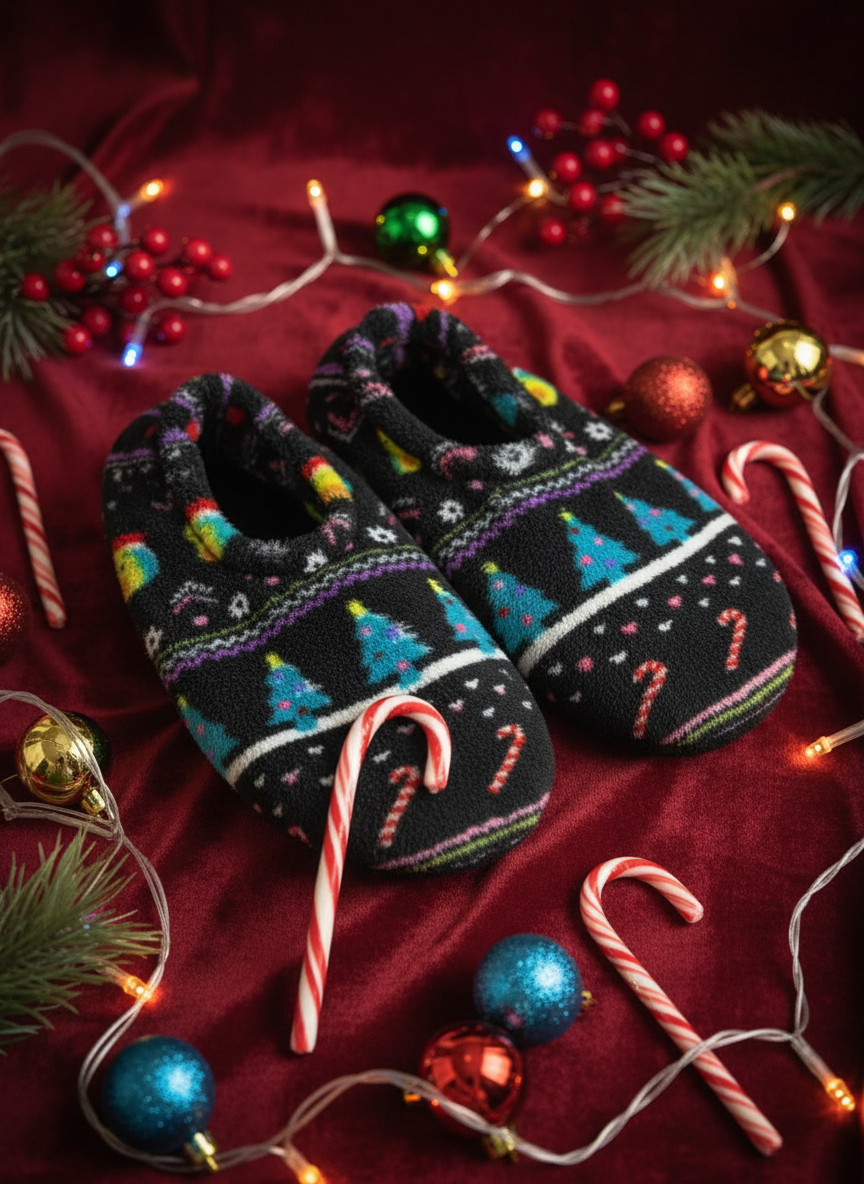 Close-up with candy canes and ornaments