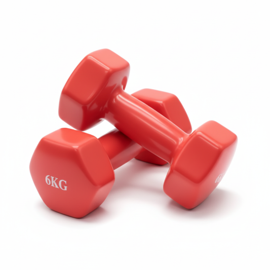 Coral red vinyl dumbbells 6KG